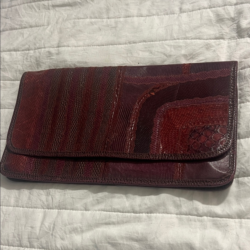 Wallet Carlos Falchi‎ Deep Red Leather Accessoryvintage